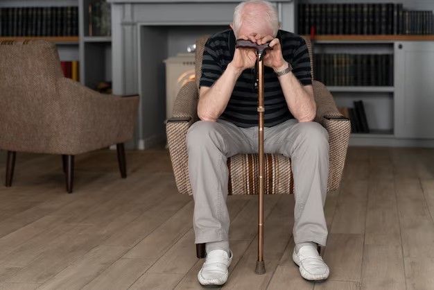 hombre mayor con síntomas de esclerosis múltiple